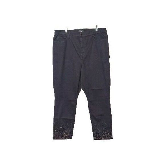 7 For All Mankind Gen 7 Black Bejeweled Jeans Sculpting Women's Plus Size 20 NWT - Picture 1 of 16